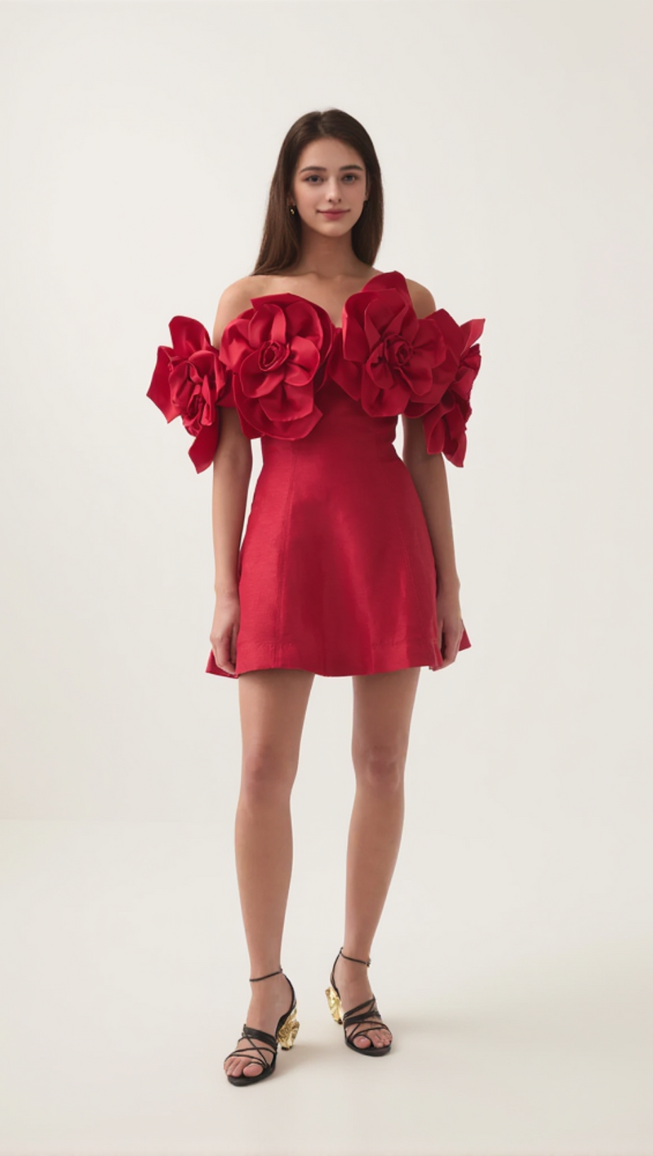 ABITO CORTO SENZA SPALLINE ETTA FLOWER ROSSO