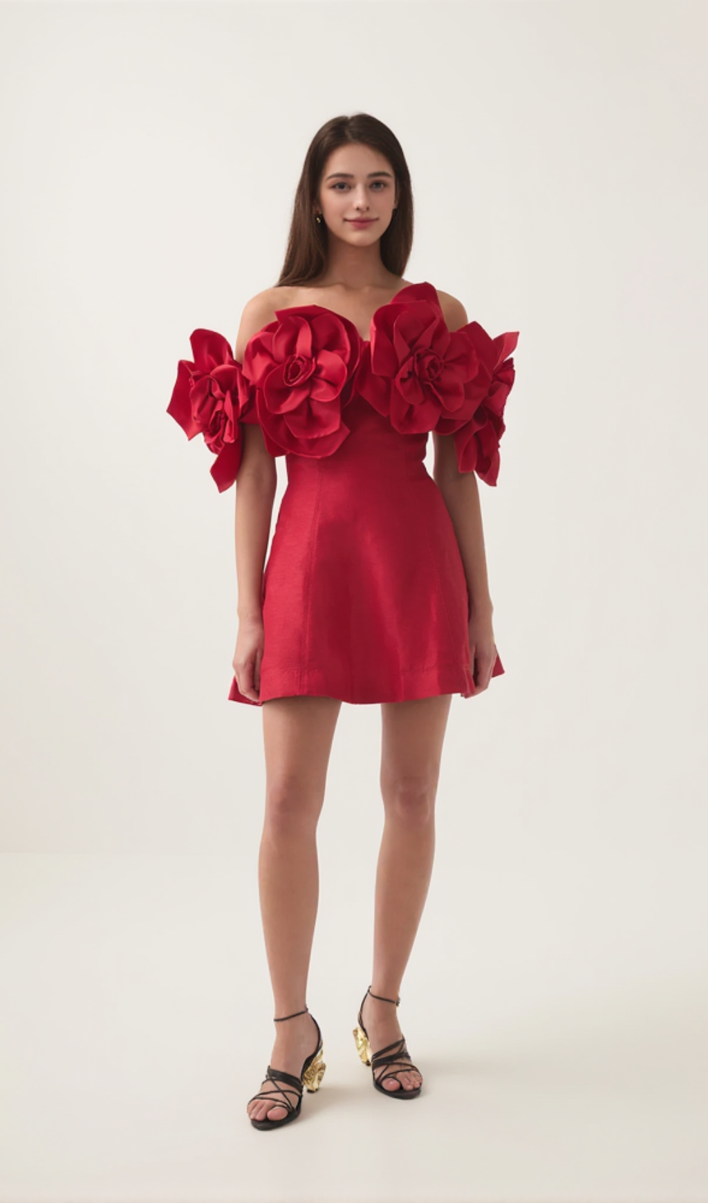Etta – Trägerloses Minikleid mit Blumenmuster in Rot