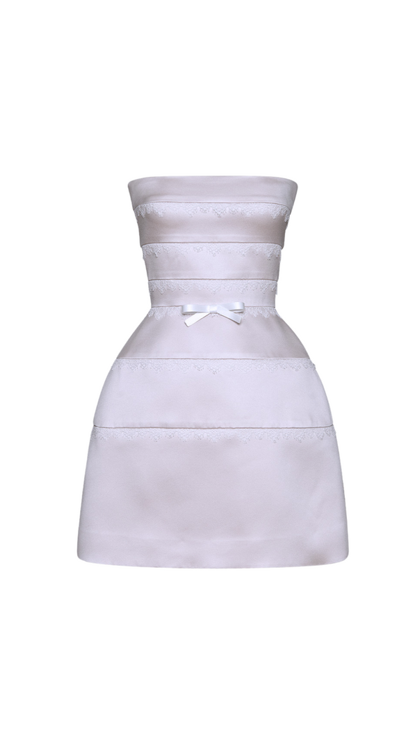 AIIZIE MINI DRESS WITH OFF-WHITE LACE TRIMMING DETAIL IN PINK - product image
