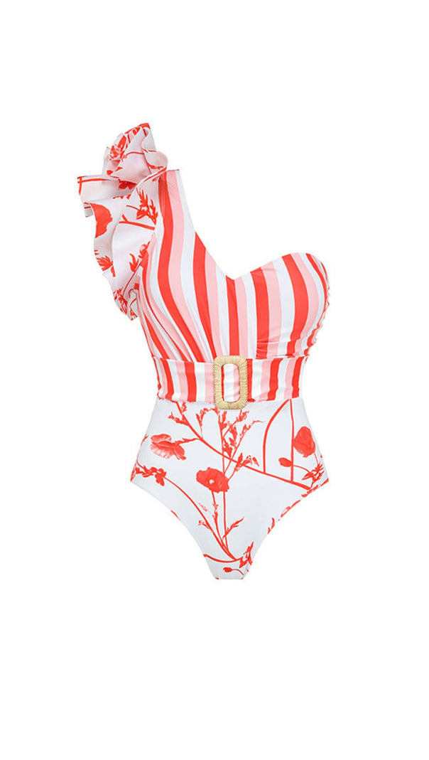 AIIZIE RUFFLE PRINTED SWIMSUIT AND SKIRT SET - product image