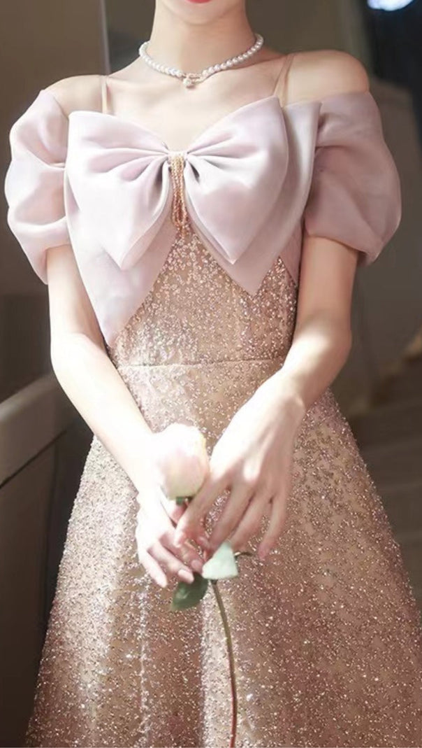 AIIZIE PINK SEQUIN STRAPLESS GOWN - product image