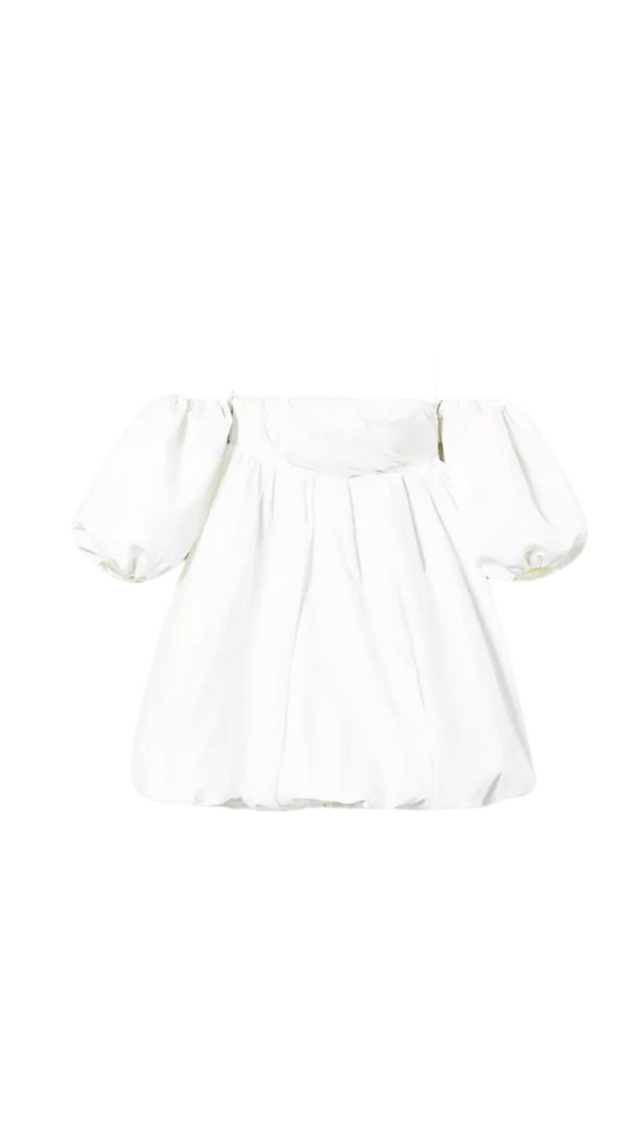 PUFF SLEEVE DUCHESSE  MINI DRESS IN WHITE