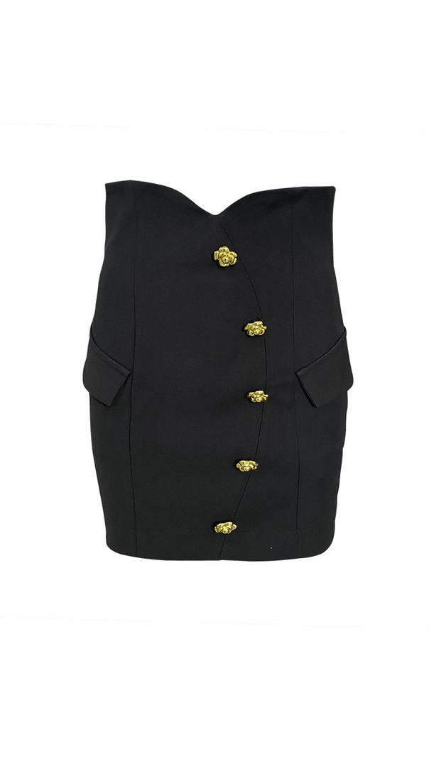AIIZIE GISELLE SLIM-FIT JACKET WITH ROSES BUTTONS IN BLACK - product image