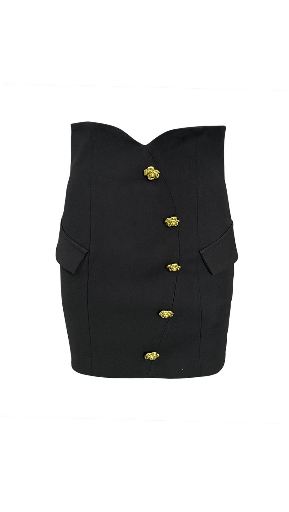 GISELLE SLIM-FIT JACKET WITH ROSES BUTTONS IN BLACK