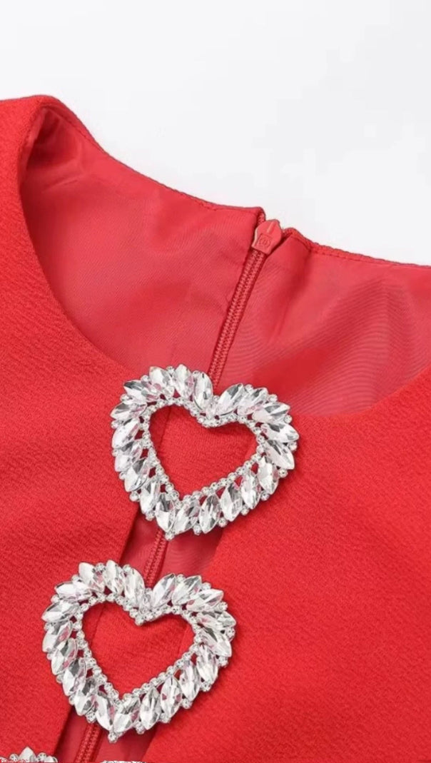 AIIZIE HEART-SHAPED CUTOUT CRÊPE MINI DRESS IN RED - product image