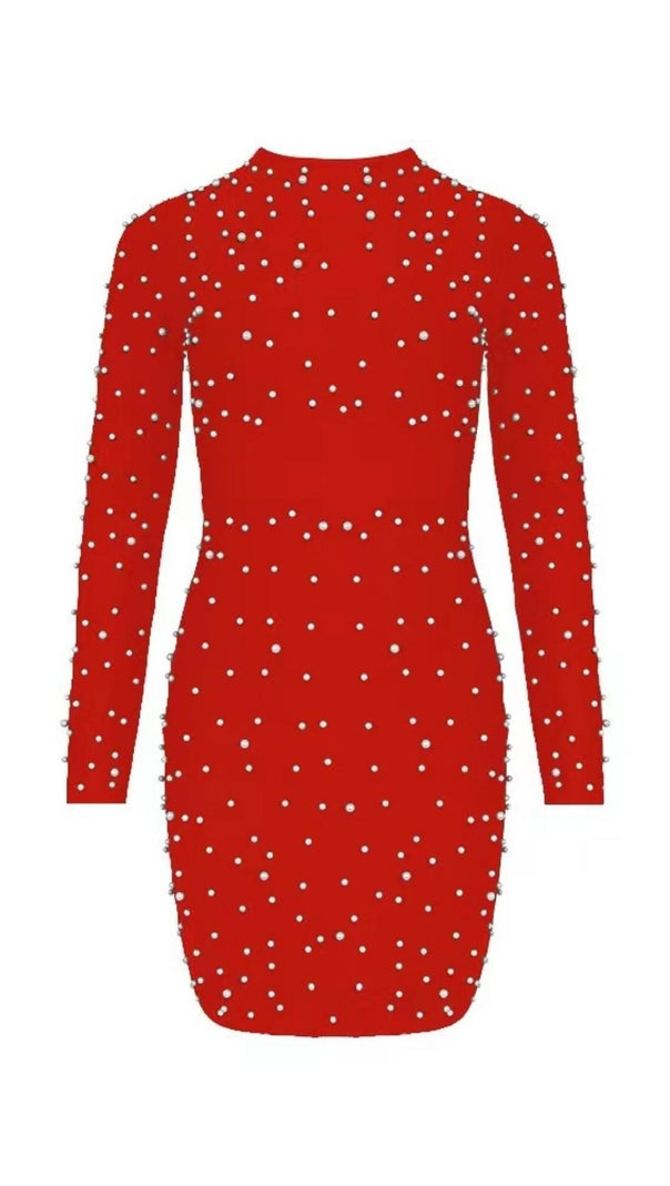 Pearl Long Sleeve Mini Bandage Dress