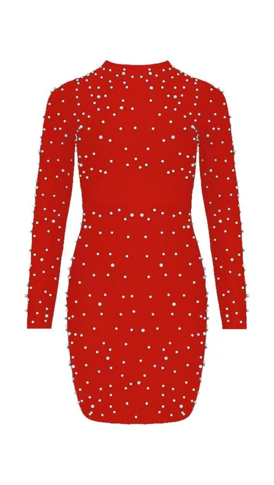 MINI ABITO BENDAGGIO A MANICHE LUNGHE CON PERLE