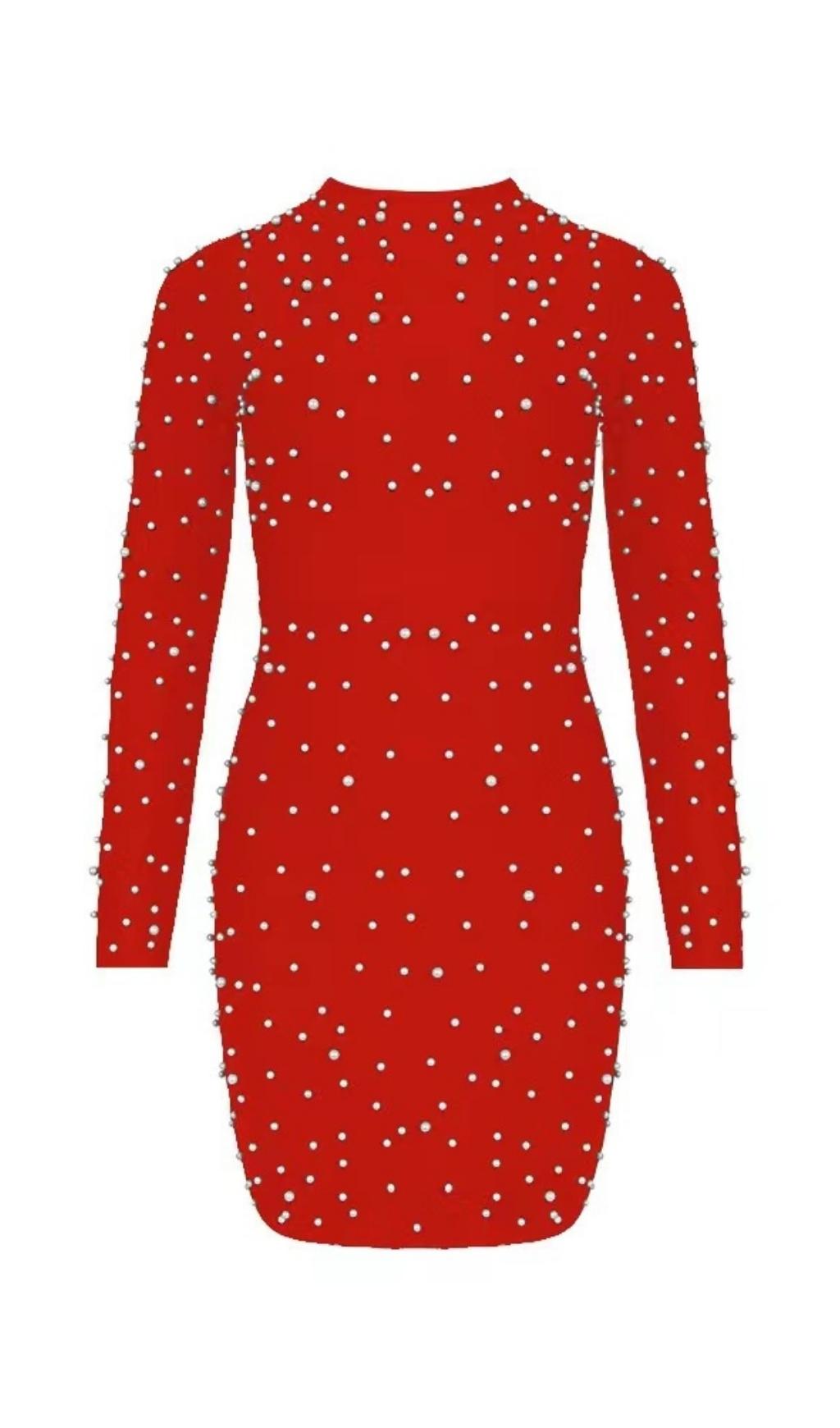 Pearl Long Sleeve Mini Bandage Dress