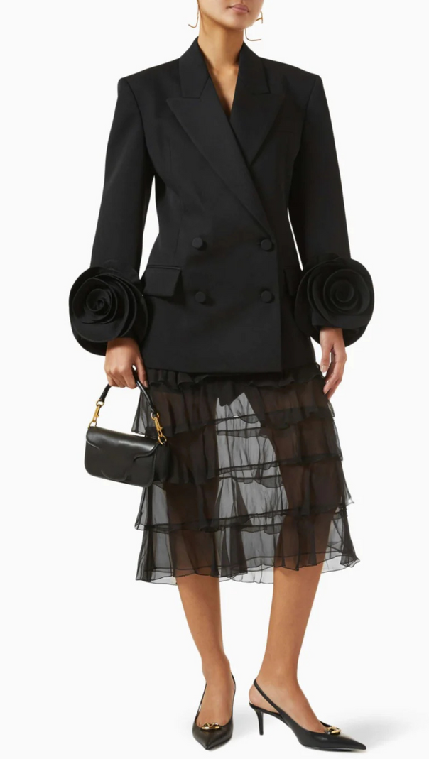 AIIZIE SOPHIA ROSE APPLIQUÉ BLAZER IN BLACK - product image