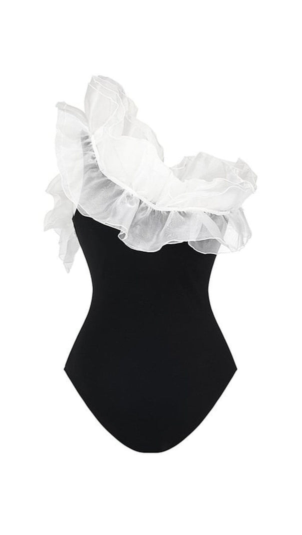 AIIZIE ONE SHOULDER RUFFLE STITCHING ONE PIECE SWIMSUIT - product image