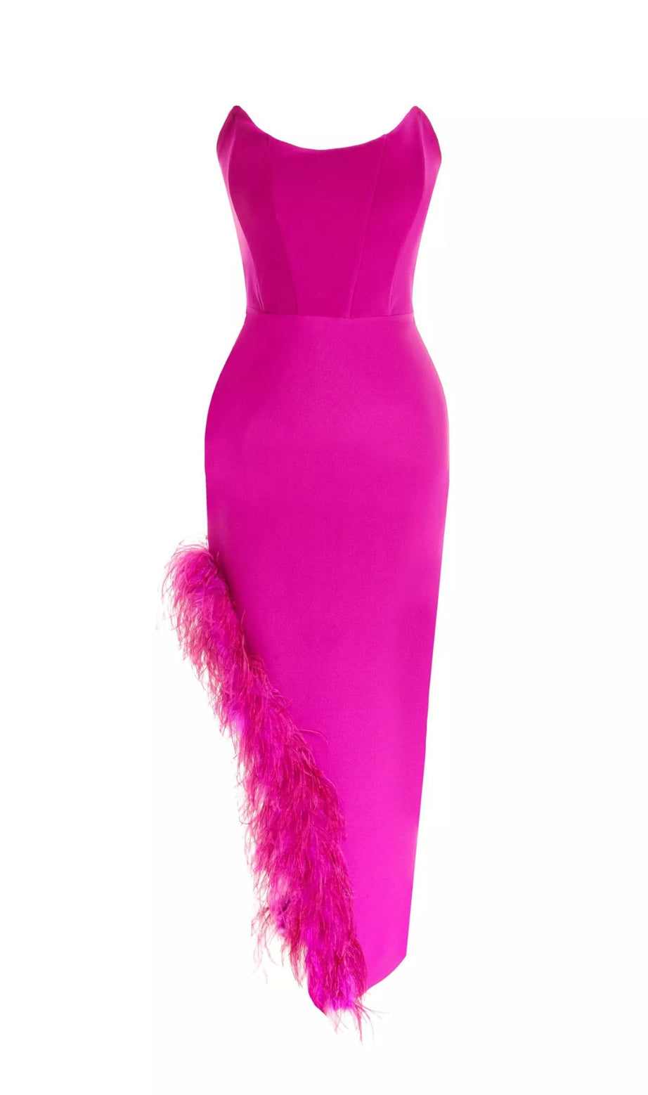FEATHER HIGH-LOW KLEID IN HEISSEM ROT 