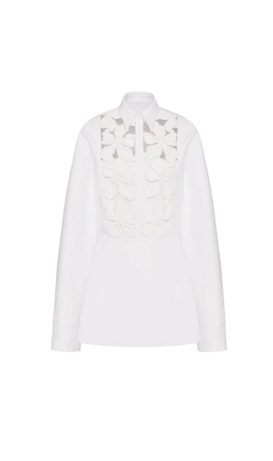 ETHEL ABITO CAMICIA A MANICHE LUNGHE CON TAGLIO FLOREALE BIANCO