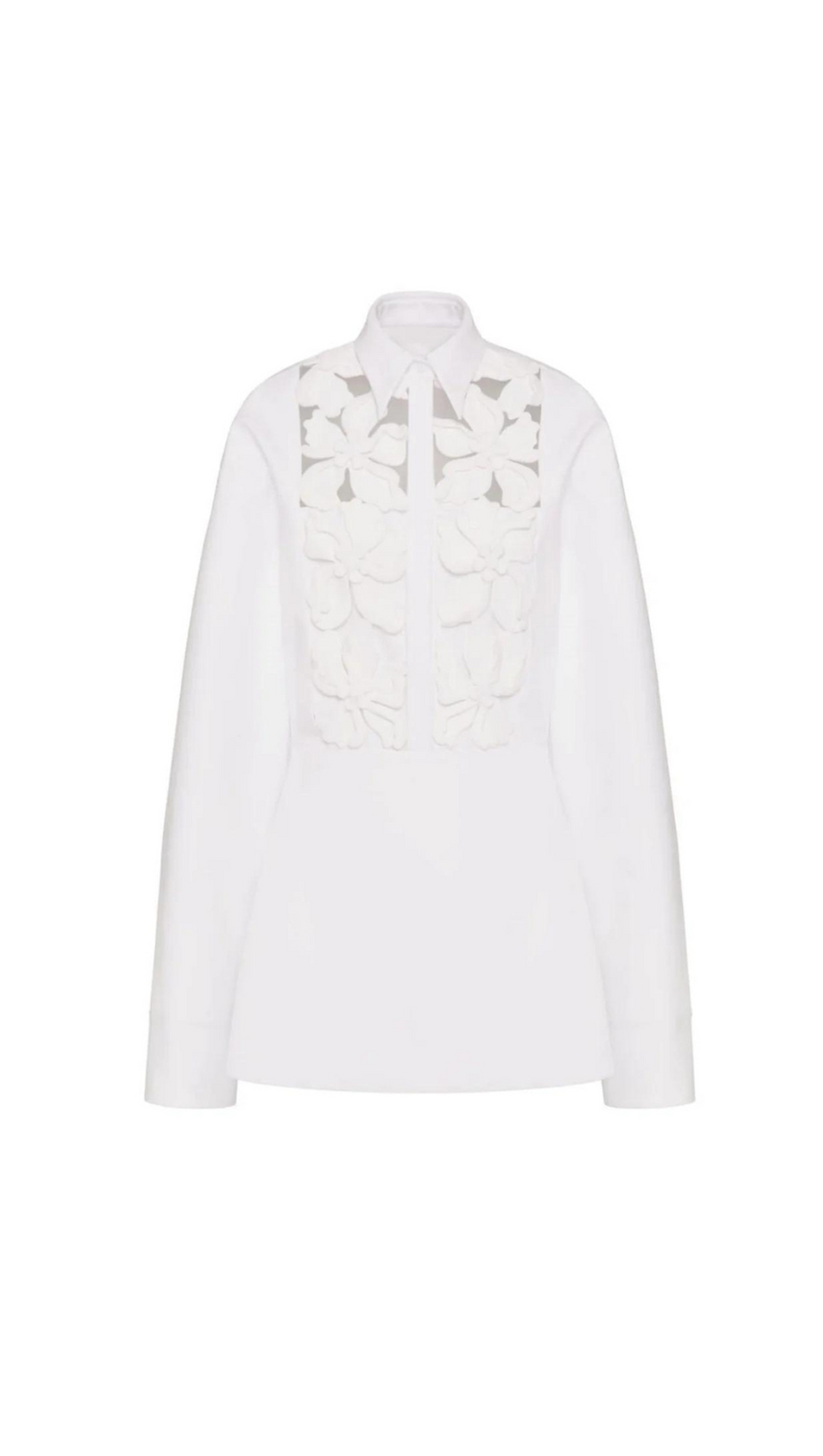 ETHEL ABITO CAMICIA A MANICHE LUNGHE CON TAGLIO FLOREALE BIANCO