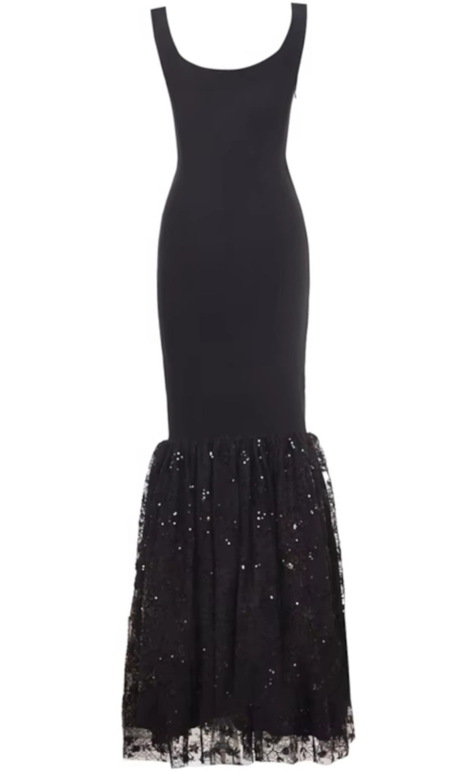 Mermaid Sequin Lace Maxi Dress Black
