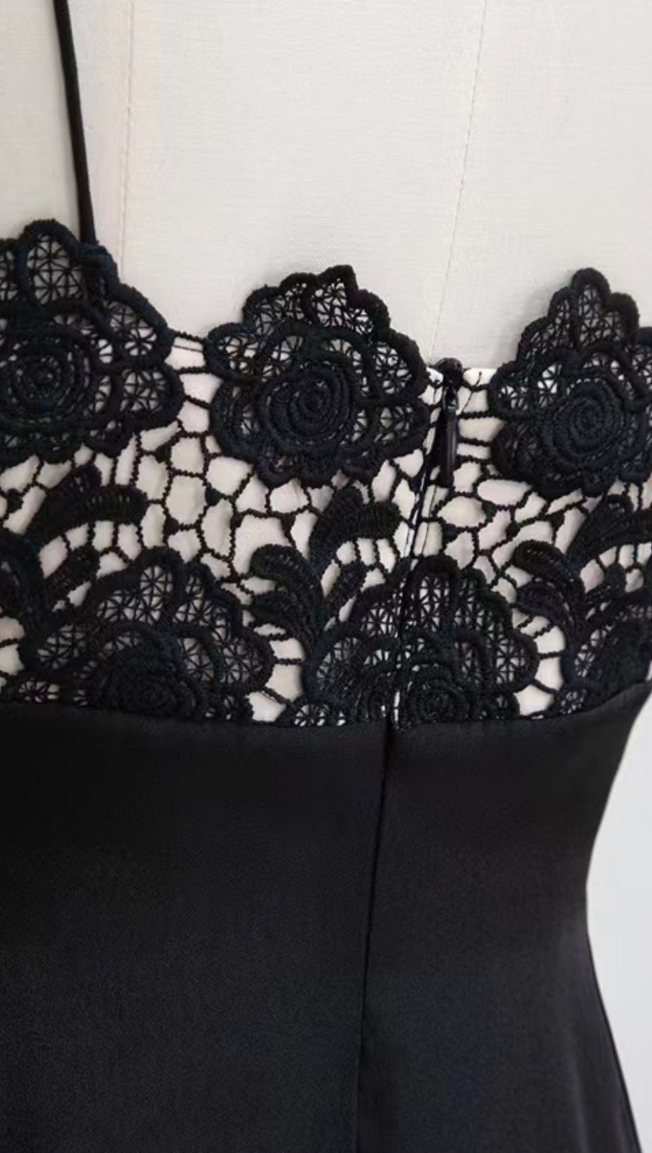 BLACK LACE CAMISOLE MIDI DRESS