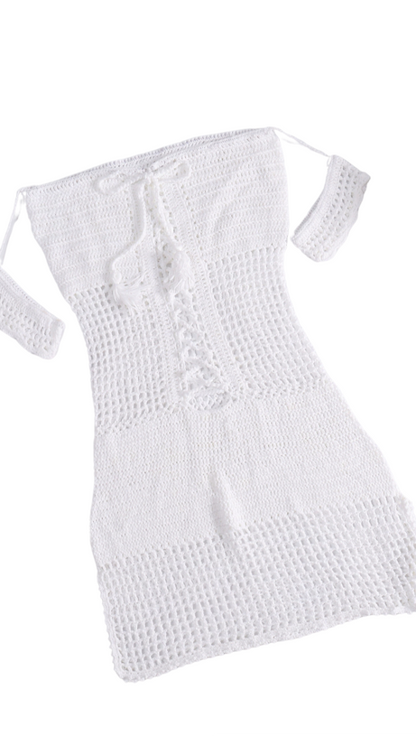OFF SHOULDER WEAVE MINI DRESS