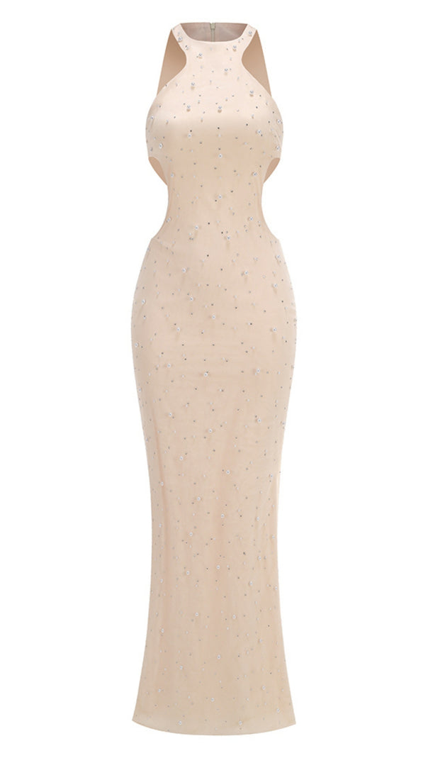 AIIZIE OFF-SHOULDER WAISTED PEARL EMBELLISHED FISHTAIL DRESS - product image