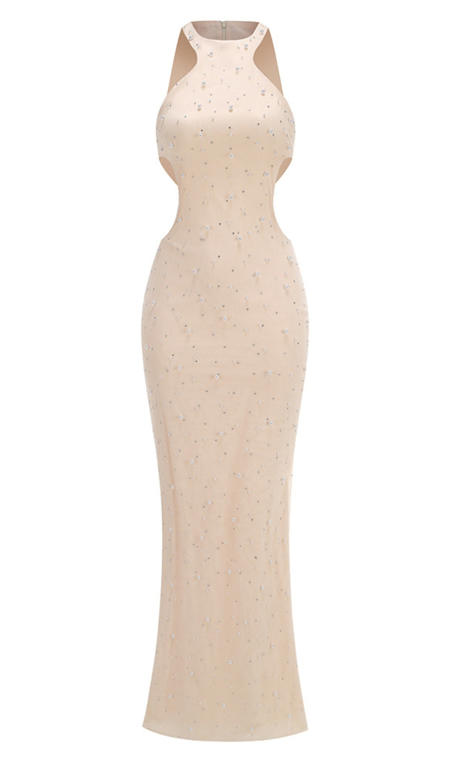 Schulterfreies, tailliertes, perlenverziertes Fischschwanzkleid 