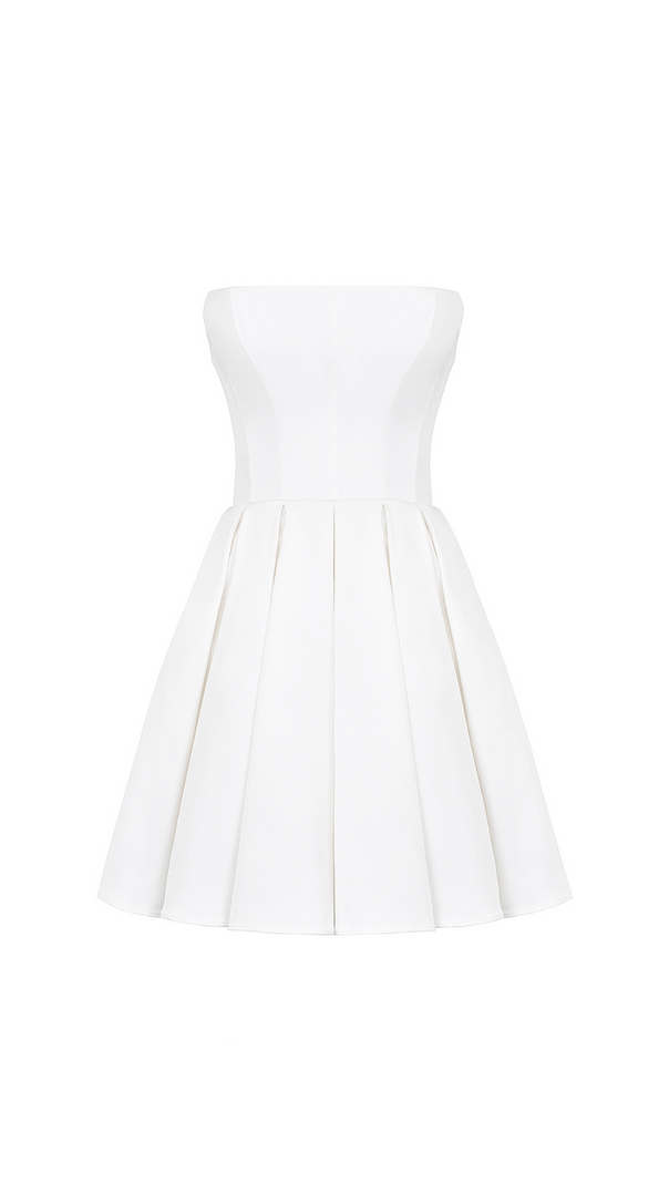 AIIZIE ALYSSA WHITE STRAPLESS PLEATED MINI DRESS - product image