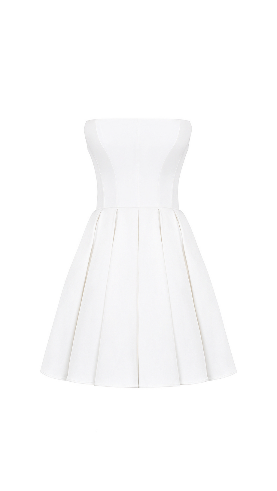 ALYSSA WHITE STRAPLESS PLEATED MINI DRESS