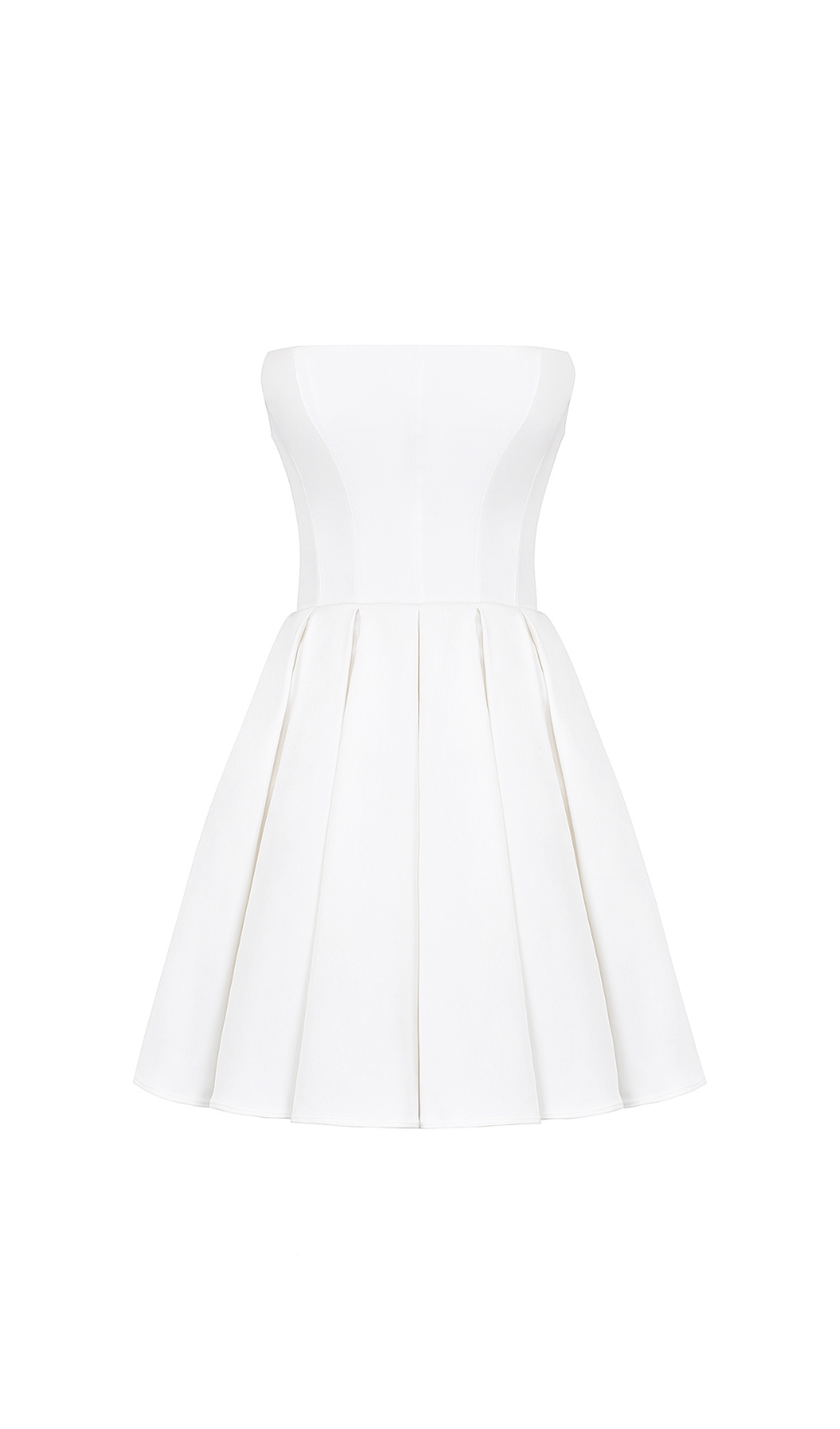ALYSSA WHITE STRAPLESS PLEATED MINI DRESS