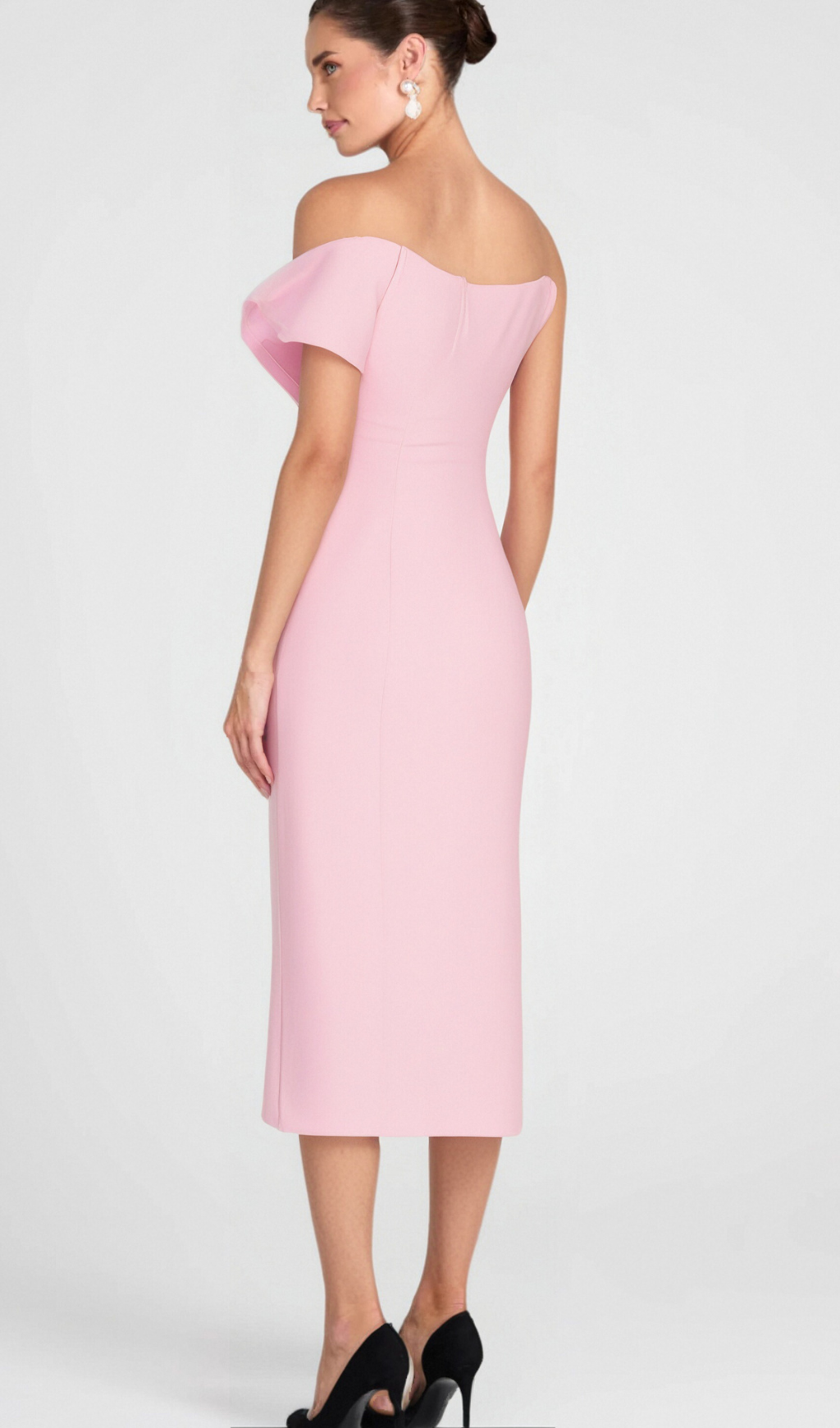AIIZIE ANNABELLE BOWKNOT BANDAGE BUSTIER MIDI DRESS IN PINK - product image