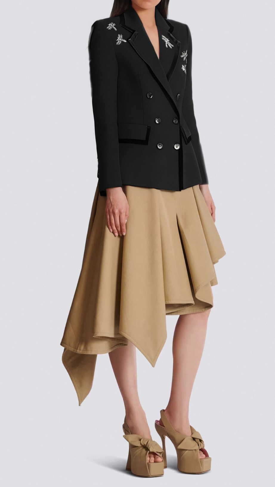 NAIL DRILL DRAGONFLY EMBROIDERY BLAZER IN BLACK