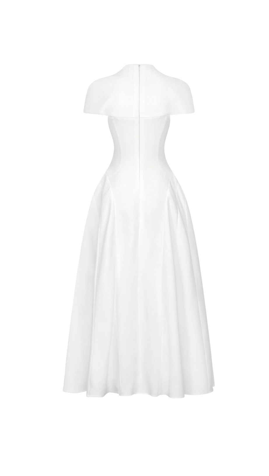 MYRNA SQUARE NECKLINE A-LINE MIDI DRESS IN WHITE