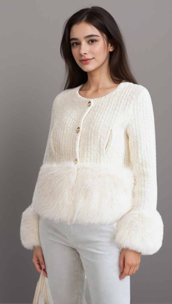 AIIZIE TWEED JACKET WITHFAUX FUR ACCENTS - product image