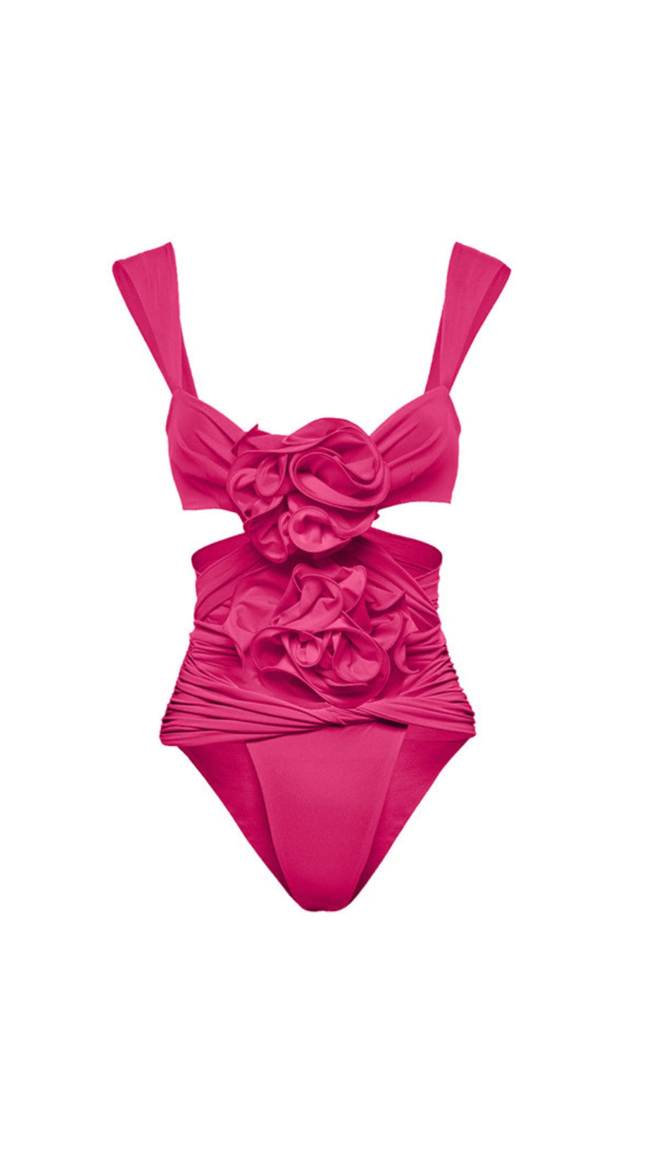 ROSA BADEANZUG UND ROCK MIT 3D-BLUMEN