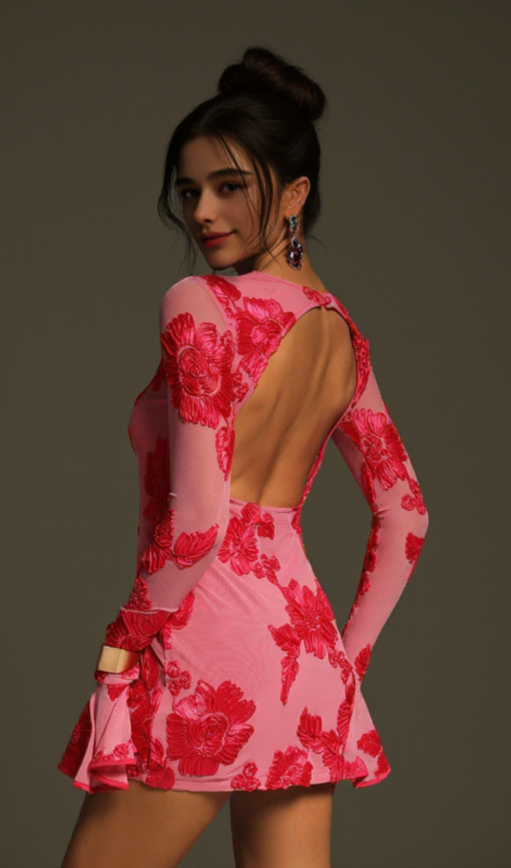 MINI ABITO A FIORI CON SCHIENA SENZA MANICHE BECKIE