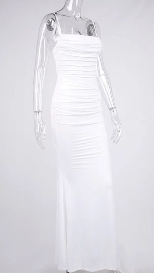 AIIZIE DRAPED CORSET MAXI DRESS IN WHITE - product image