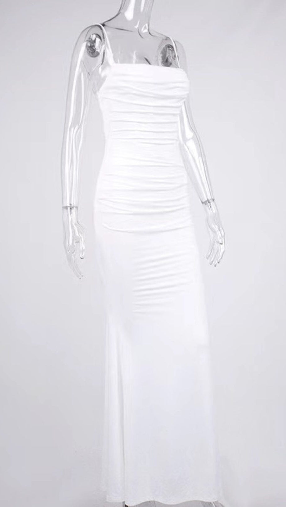 DRAPED CORSET MAXI DRESS IN WHITE