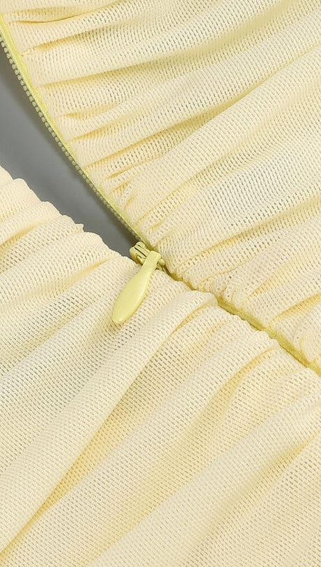 AMELIA SLEEVELESS FLOWER BLOOM MIDI DRESS IN LIGHT YELLOW