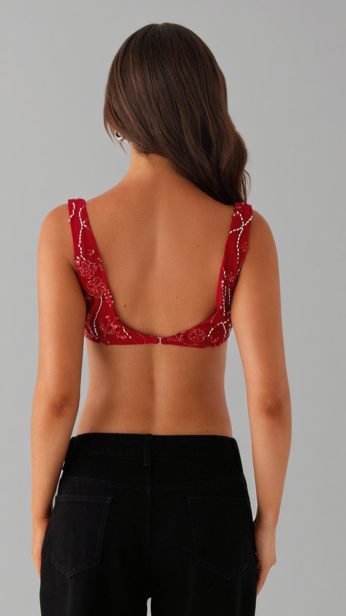 AIIZIE MERCER SEQUIN BRALETTE - RED - product image