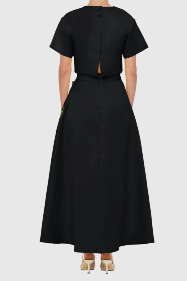 AIIZIE INDIE APPLIQUÉ SLEEVE IRIS PRINT SET IN BLACK - product image