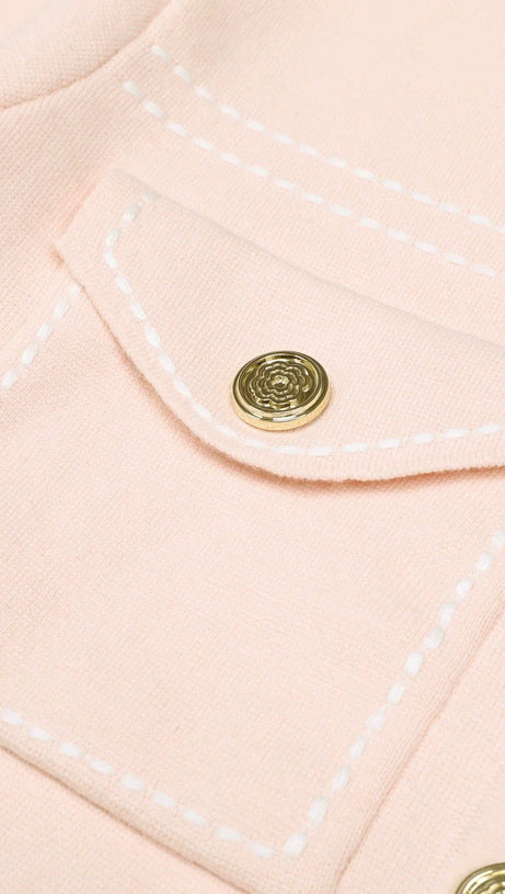 Chic Jumoke Knit Cardigan: Contrast Stitching & Gold Buttons