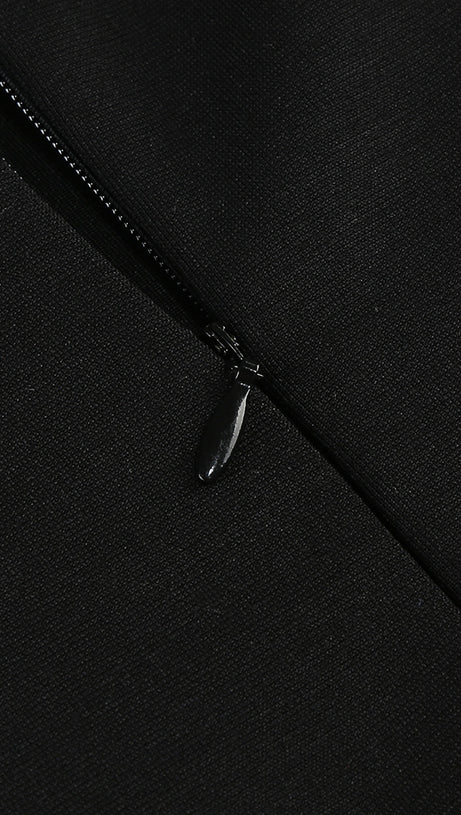 Trägerloses Maxikleid in A-Linie Schwarz Elfenbein