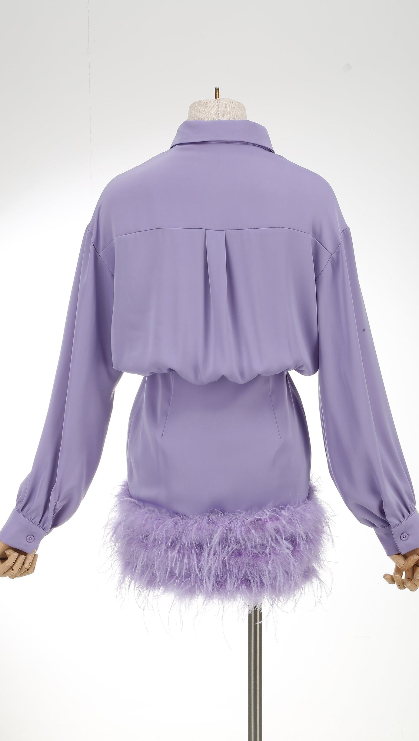 FEATHER LONG SLEEVE SHIRT DRESS