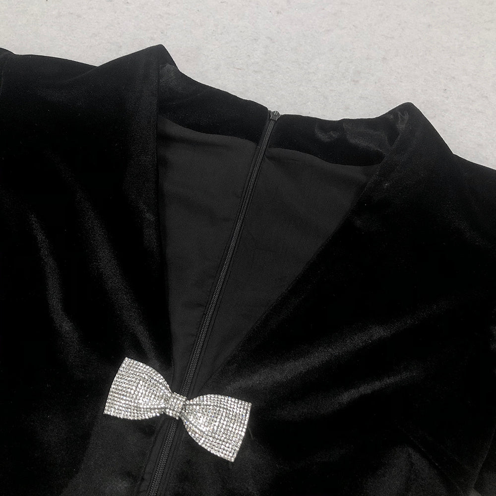 AIIZIE VICTORIA CUT OUT BOW MINI DRESS SET IN BLACK - product image