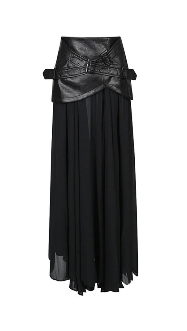 AIIZIE ILARIA BLACK SHEER MESH MAXI SKIRT - MODERN EDGE & ELEVATED STYLE - product image