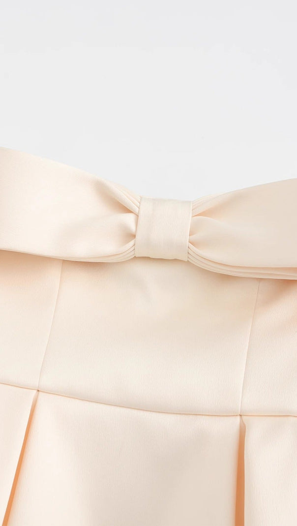 AIIZIE BOW MINI DRESS IN BEIGE - product image