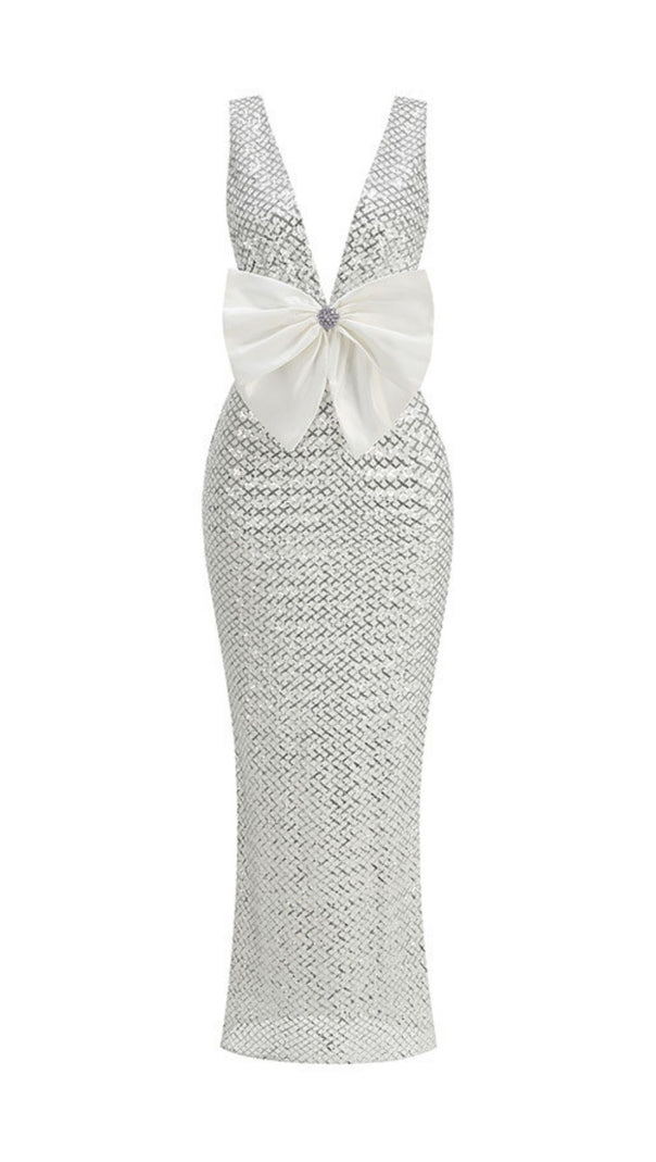 AIIZIE Jocelin Dazzling Sequin Maxi Gown with Statement Satin Bow - product image