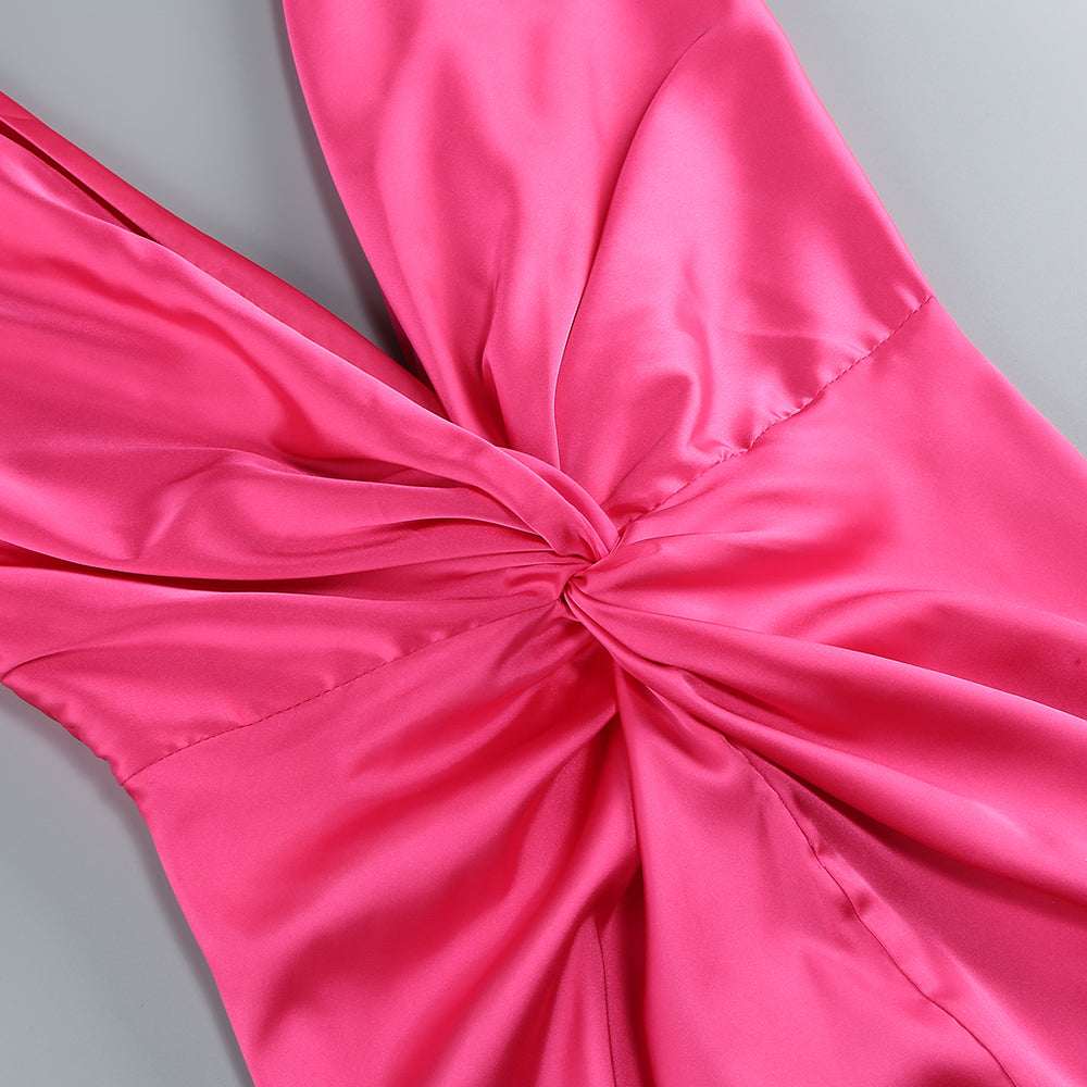AIIZIE GISELLE RUCHED DRAPED BODYCON MAXI DRESS IN HOT PINK - product image