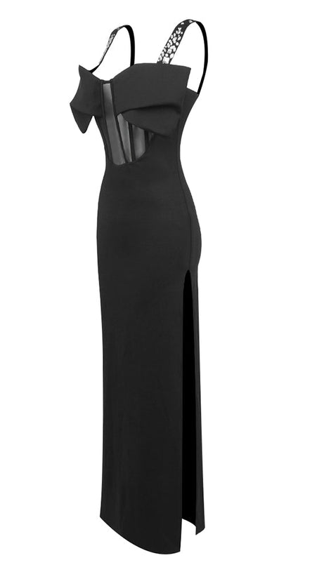 SLEEVELESS CORSET MAXI DRESS IN BLACK