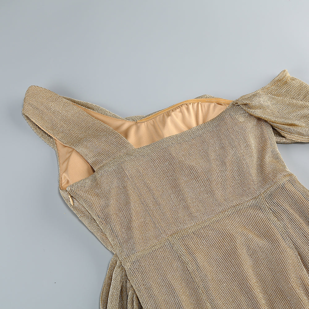 AIIZIE ONE-SHOULDER DRAPED BODYCON MAXI DRESS IN KHAKI - product image