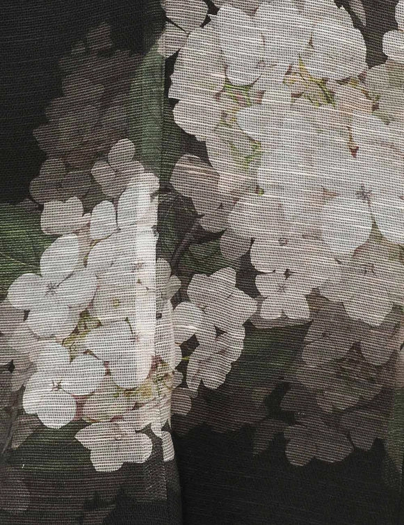 Langärmliges Minikleid mit Hortensienmuster