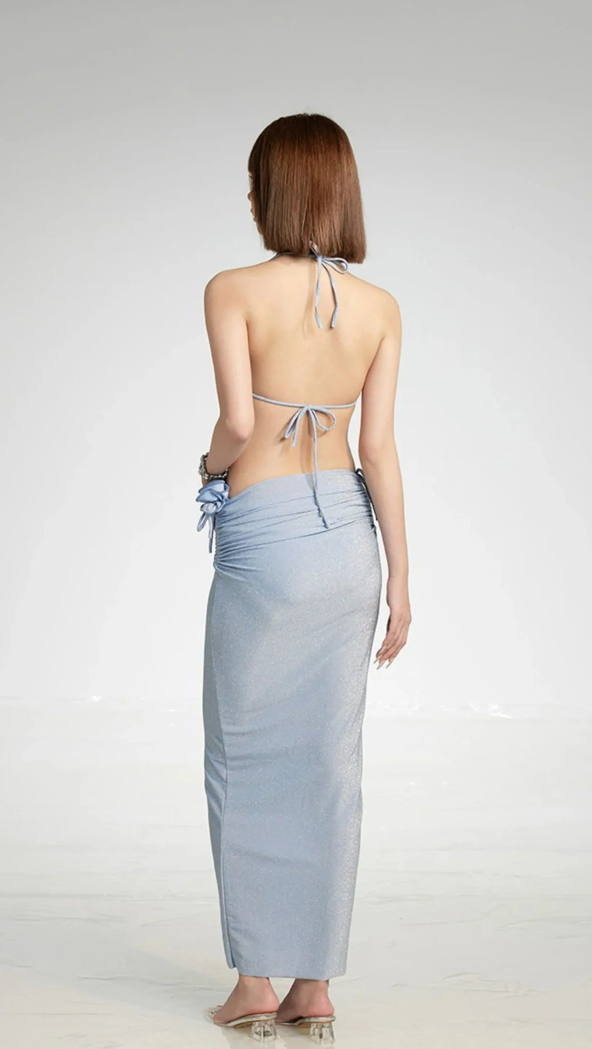 AIIZIE DOW BLUE FLOWER THREE-PIECE SWIMSUIT - product image