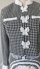 PLAID ROUND NECK BOWKNOT A LINE SKIRT SET