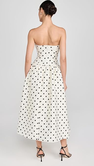 ULA CREAM POLKA DOT TAFFETA MIDI DRESS